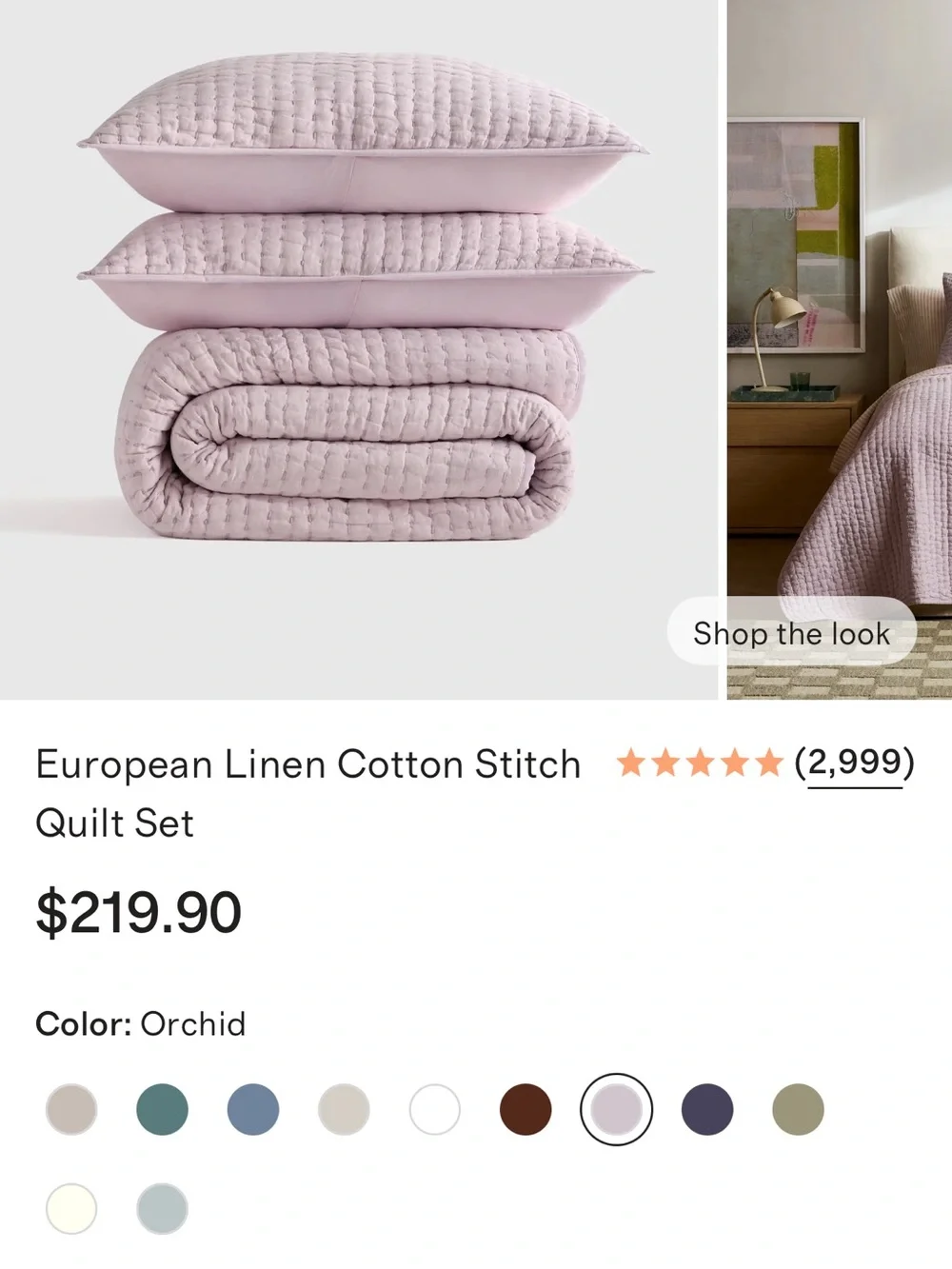 NWOT European Double Sided Full/Queen Quilt Set in Orchid - Retail $190